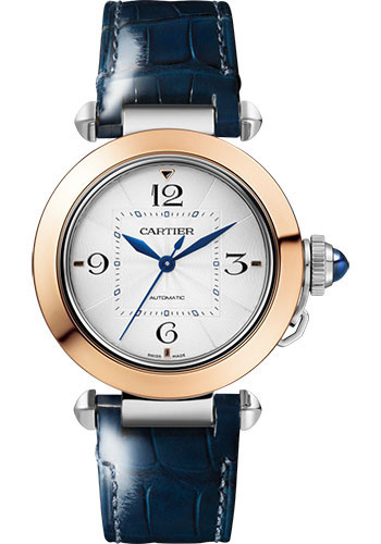 Cartier Pasha de Cartier Watch - 35 mm Steel Case - Silvered Dial - 18K Rose Gold And Bracelet