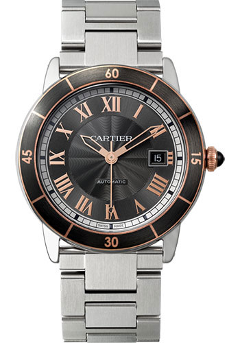 Cartier Ronde Croisiere de Cartier Watch - Pink Gold Plated Steel Bezel - Gray Dial