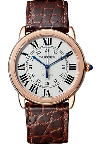 Cartier Ronde Solo de Cartier Watch - 36 mm Pink Gold And Steel Case - Brown Alligator Strap