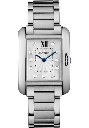 Cartier Tank Anglaise Watch - Medium Steel Case - Diamond Dial