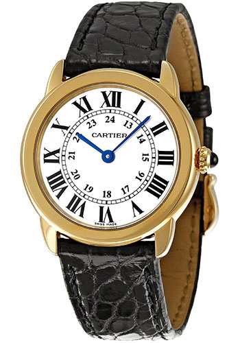 Cartier Ronde Solo Watch - Small Yellow Gold Case - Alligator Strap