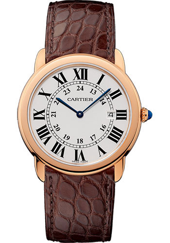 Cartier Ronde Solo De Cartier Watch - 36 mm Pink Gold Case - Brown Alligator Strap