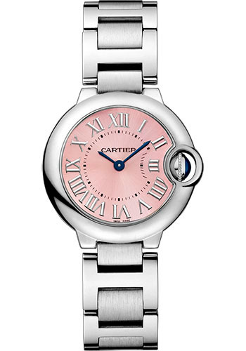 Cartier Ballon Bleu De Cartier Watch - 28.6 mm Steel Diamond Case - Diamond Bezel - Pink Dial