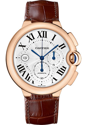 Cartier Ballon Bleu Chronograph Watch - Pink Gold Case - Alligator Strap