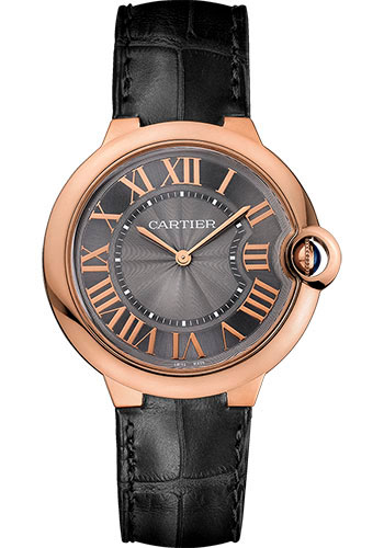 Cartier Ballon Bleu De Cartier Watch - 40 mm Pink Gold Case - Gray Dial - Gray Alligator Strap