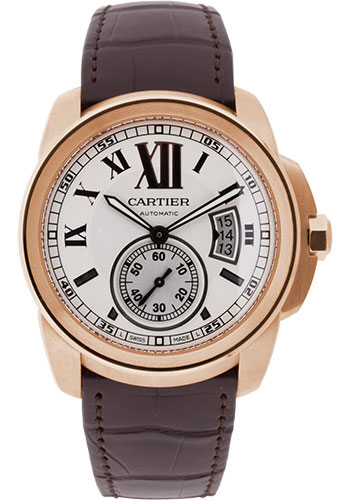 Cartier Calibre de Cartier Watch - 42 mm Pink Gold Case - Snailed Dial - Alligator Strap