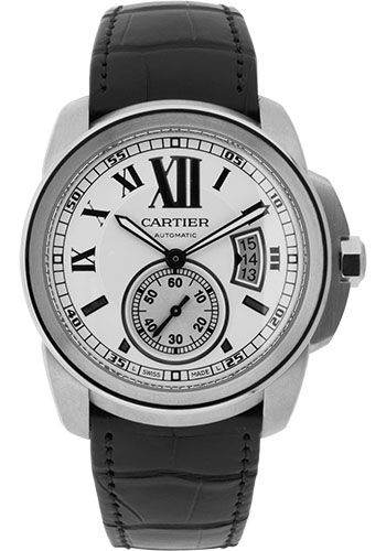 Cartier Calibre de Cartier Watch - 42 mm Steel Case - Snailed Dial - Alligator Strap