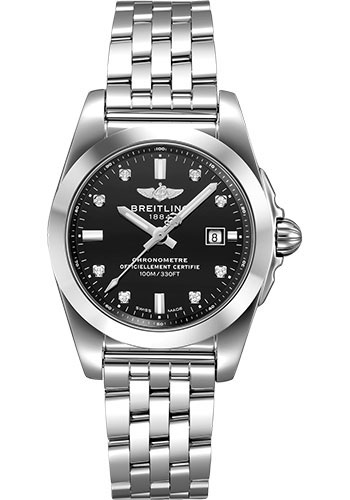 Breitling Galactic 29 Sleek Watch - Steel - Trophy Black Diamond Dial - Steel Bracelet
