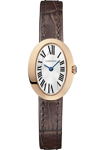 Cartier Baignoire Watch - 25.30 mm Pink Gold Case - Brown Alligator Strap