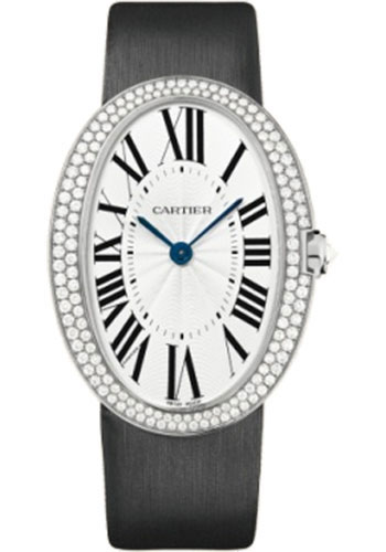 Cartier Baignoire Watch - Large White Gold Diamond Case - Fabric Strap