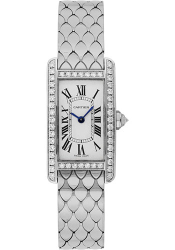Cartier Tank Americaine Small Model Watch - 19 x 34.8 mm White Gold Diamond Case