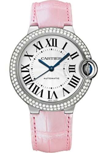 Cartier Ballon Bleu de Cartier Watch - Medium White Gold Case - Diamond Bezel - Alligator Strap