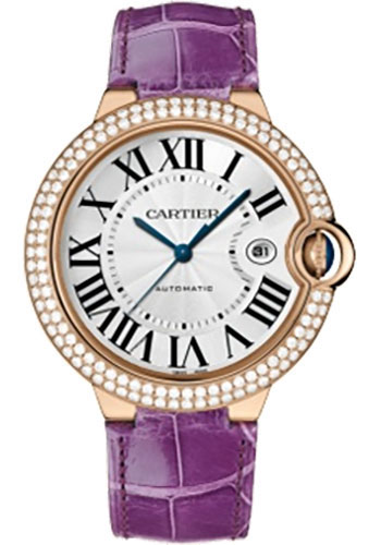 Cartier Ballon Bleu de Cartier Watch - Large Rose Gold Case - Diamond Bezel - Alligator Strap