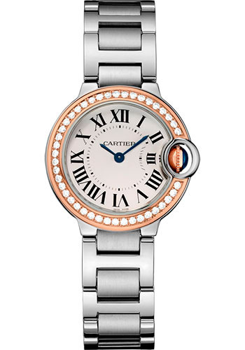 Cartier Ballon Bleu de Cartier Watch - 28 mm Steel Case - Pink Gold Diamond Bezel