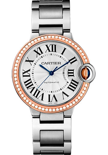 Cartier Ballon Bleu de Cartier Watch - 36 mm Steel Case - Pink Gold Diamond Bezel