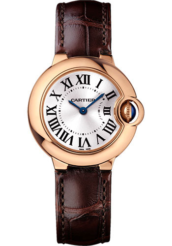 Cartier Ballon Bleu de Cartier Watch - 28 mm Pink Gold Case - Brown Alligator Strap