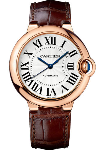 Cartier Ballon Bleu de Cartier Watch - 36.6 mm Pink Gold Case - Brown Alligator Strap