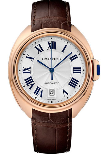 Cartier Clé De Cartier Watch - 40 mm Pink Gold Case - Silver Dial - Brown Alligator Strap