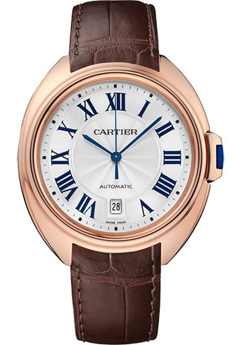 Cartier Clé de Cartier Watch - 40 mm Pink Gold Case - Silvered Dial - Brown Alligator Strap