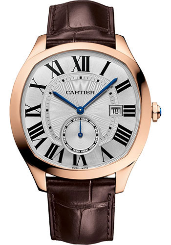 Cartier Drive de Cartier Watch - 40 mm x 41 mm Rose Gold Case - Silvered Dial - Brown Alligator Strap