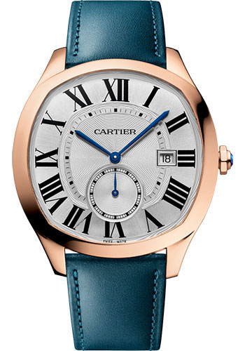 Cartier Drive de Cartier Watch - length: 40 mm Pink Gold Case - Silvered Dial - Two Smooth Calfskin Strap