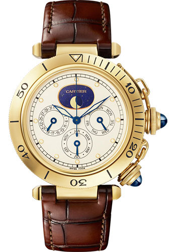 Cartier Pasha de Cartier Watch - 38 mm Yellow Gold Case - Silvered Dial - Brown Alligator Strap Limited Edition of 100