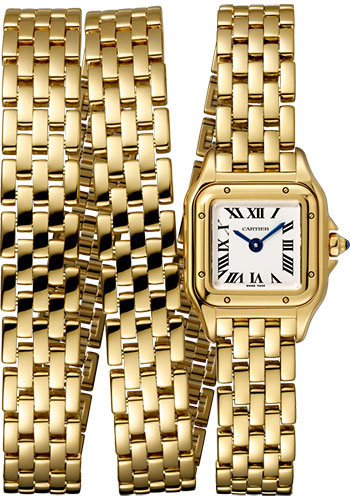 Cartier Panthère de Cartier Triple Loop Watch - 20 mm Yellow Gold Case - Diamond Bezel - Yellow Gold Triple Loop Bracelet