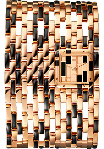 Cartier Panthère de Cartier Cuff Watch - 22 mm x 19 mm Pink Gold And Black Lacquer Case - Pink Gold Dial - Bracelet