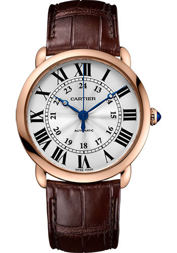 Cartier Ronde Louis Cartier Watch - 36 mm Pink Gold Case - Brown Alligator Strap