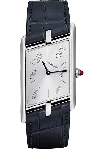 Cartier Tank Asymétrique Watch - 47.15 mm x 26.10 mm Platinum Case - Silvered Dial - Dark Grey Alligator Strap Limited Edition of 100