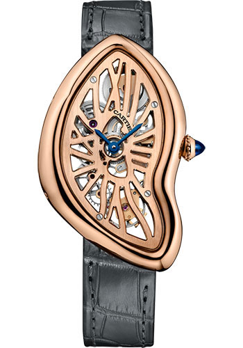 Cartier Mechanical Legends Crash Skeleton Watch - 28.15 mm Pink Gold Case - Skeleton Dial - Gray Alligator Strap