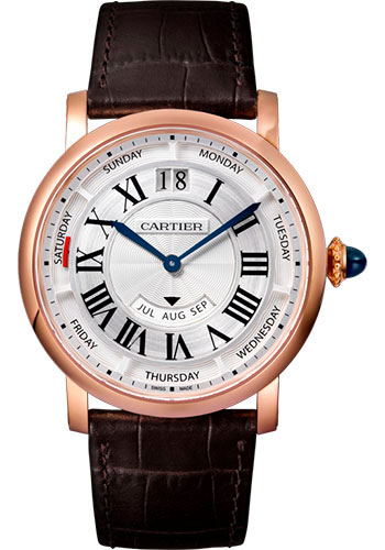 Cartier Rotonde de Cartier Annual Calendar Watch - 40 mm Pink Gold Case - Grey Dial - Brown Alligator Strap