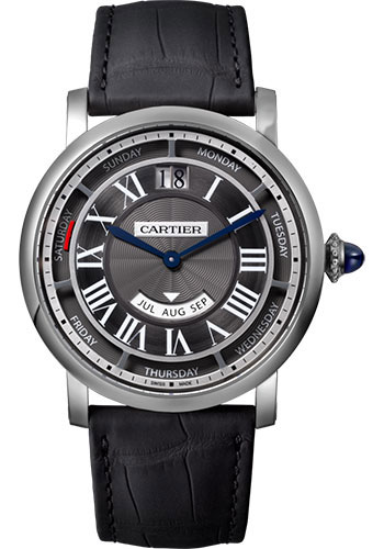 Cartier Rotonde de Cartier Annual Calendar Watch - 40 mm White Gold Case - Grey Dial - Black Alligator Strap