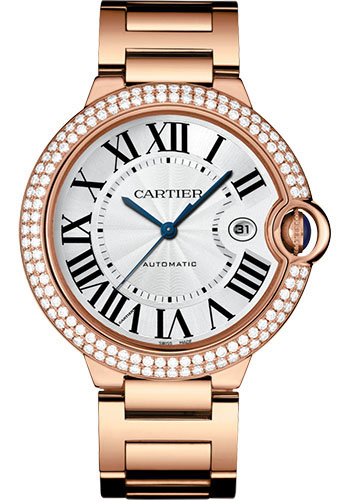 Cartier Ballon Bleu de Cartier Watch - 42 mm Pink Gold Diamond Case - White Dial