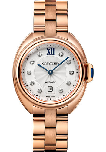 Cartier Cle de Cartier Watch - 31 mm Pink Gold Case - Silvered Flinque Diamond Dial