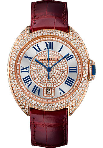 Cartier Cle de Cartier Watch - 40 mm Pink Gold Diamond Case - Pink Gold Diamond Dial - Bourdeau Alligator Strap