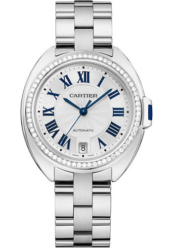 Cartier Clé de Cartier Watch - 35 mm White Gold Diamond Case - White Dial