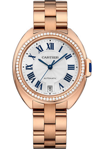 Cartier Clé de Cartier Watch - 35 mm Pink Gold Diamond Case - White Dial