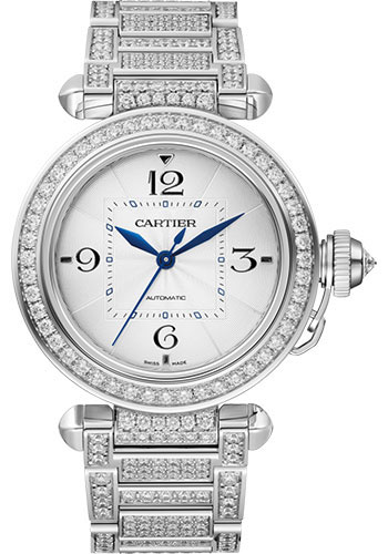 Cartier Pasha de Cartier Watch - 35 mm White Gold Case - Silver Dial - Diamond Bracelet