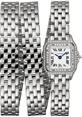 Cartier Panthère de Cartier Triple Loop Watch - 20 mm White Gold Case - Diamond Bezel - White Gold Triple Loop Bracelet