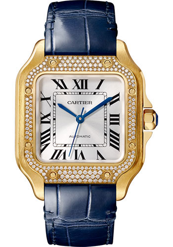 Cartier Santos de Cartier Watch - 35.1 mm Yellow Gold Case - Diamond Bezel