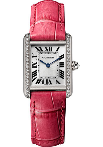 Cartier Tank Louis Cartier Watch - 29.55 mm White Gold Case - Pink Fuschia Alligator Strap