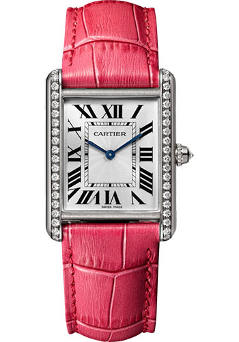 Cartier Tank Louis Cartier Watch - 33.7 mm White Gold Case - Pink Fuschia Alligator Strap