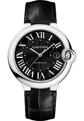 Cartier Ballon Bleu De Cartier Watch - 42.1 mm Steel Case - Black Dial - Black Alligator Strap