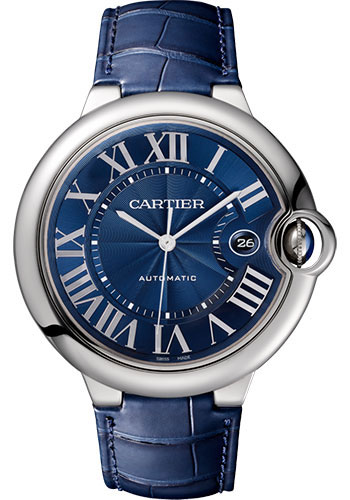 Cartier Ballon Bleu de Cartier Watch - 42 mm Steel Case - Blue Dial - Blue Alligator Strap