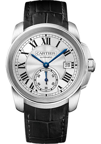 Cartier Calibre de Cartier Watch - 38 mm Steel Case - Silvered Dial - Black Alligator Strap