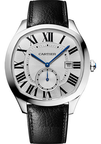 Cartier Drive de Cartier Watch - length: 40 mm Steel Case - Silvered Dial - Two Calfskin Strap
