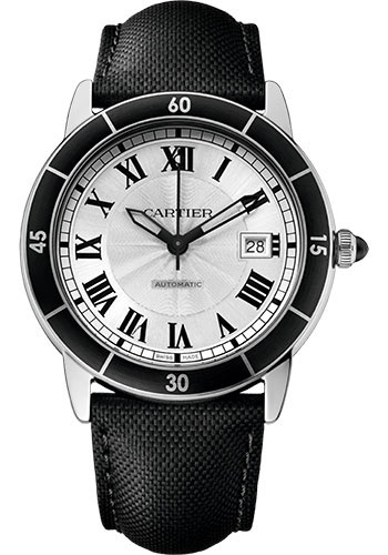 Cartier Ronde Croisière de Cartier Watch - Adlc-Coated Steel Bezel - Silvered Dial - Black Calfskin Strap