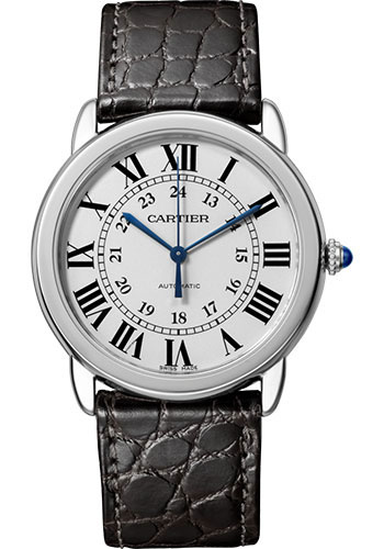 Cartier Ronde Solo Watch - 36 mm Steel Case - Black Round-Scale Alligator Strap