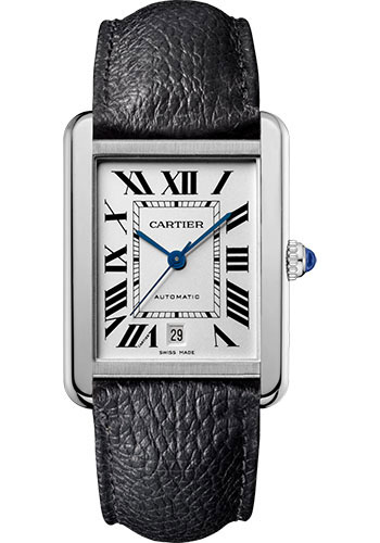 Cartier Tank Solo Watch - 31 mm Steel Case - Black Grained Calfskin Strap